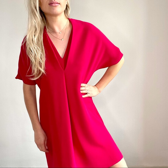 Vince Pink Magenta Short Sleeve Shift Dress Small - Picture 2 of 9